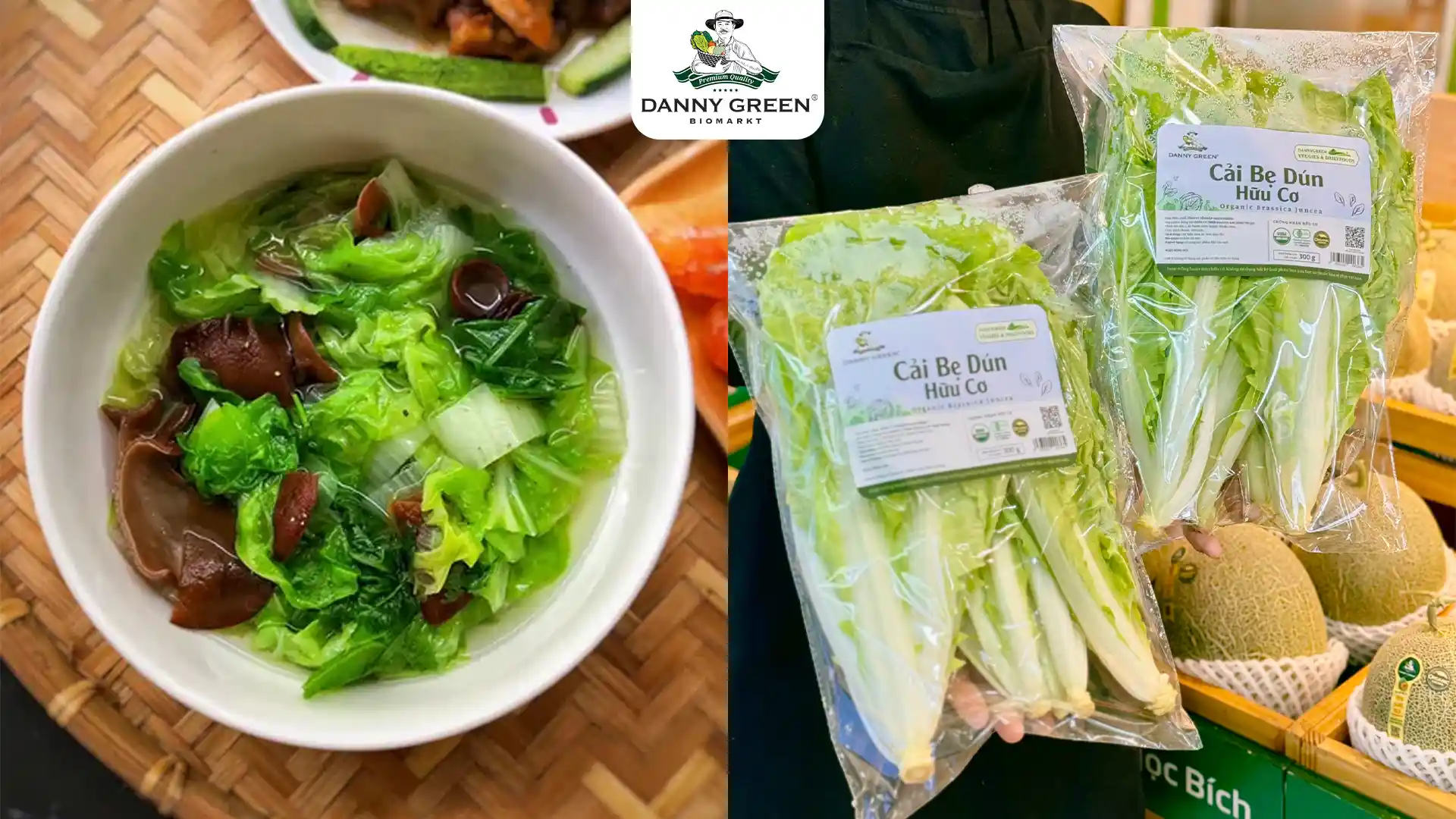 Rau cải bẹ dún nấu nấm mèo